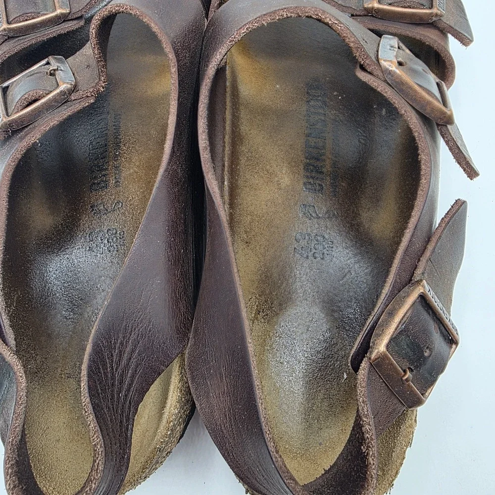 Birkenstock Milano Sandals SZ 43 Mens US 10-10.5 Habana Brown Oiled Leather